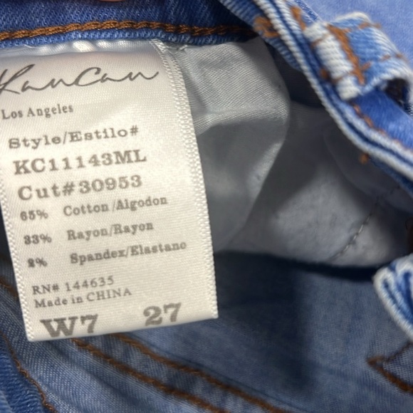 3/$15 Kancan Distressed Blue Denim Shorts- size 7 Waist 27 - Picture 4 of 4
